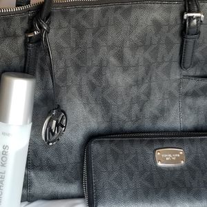 Black PVC MK Jet Set Bag and matching wallet
